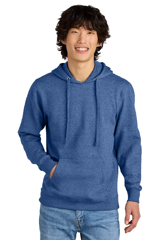 Men's eco-conscious hoodie-District Mens Very Important Fleece Hooded Sweatshirt Hoodie w/ Pouch Pocket - Royal Blue Frost