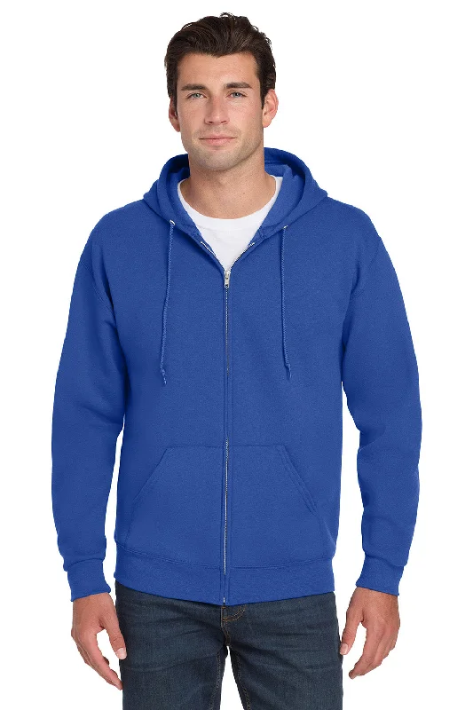 Men's adventure-ready hoodie-Jerzees Mens NuBlend Pill Resistant Fleece Full Zip Hooded Sweatshirt Hoodie w/ Pockets - Royal Blue