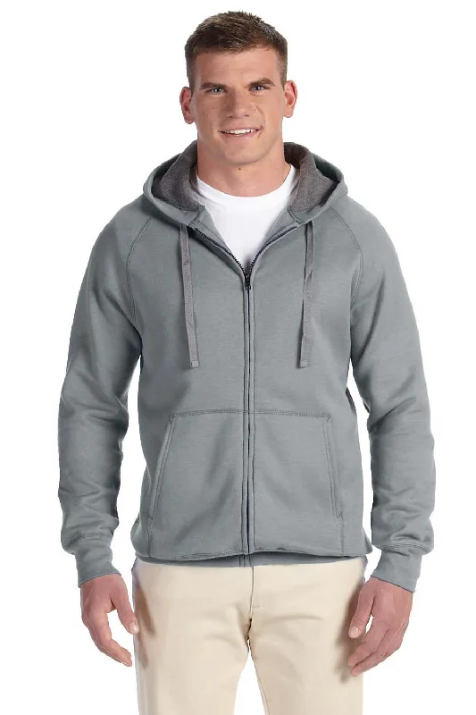 Men's versatile hoodie-Hanes Mens Nano Fleece Full Zip Hooded Sweatshirt Hoodie w/ Pockets - Vintage Grey - Closeout