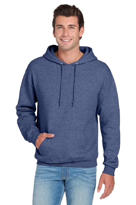 Men's quick-dry hoodie-Jerzees Mens NuBlend Pill Resistant Fleece Hooded Sweatshirt Hoodie w/ Pouch Pocket - Vintage Heather Blue