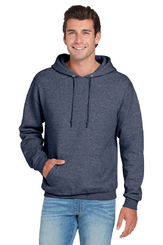 Men's pre-shrunk hoodie-Jerzees Mens NuBlend Pill Resistant Fleece Hooded Sweatshirt Hoodie w/ Pouch Pocket - Vintage Heather Navy Blue