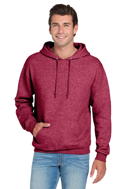 Men's lightweight hoodie-Jerzees Mens NuBlend Pill Resistant Fleece Hooded Sweatshirt Hoodie w/ Pouch Pocket - Vintage Heather Red