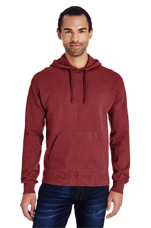 Men's lightweight hoodie-ComfortWash By Hanes Mens Hooded Sweatshirt Hoodie w/ Pouch Pocket - Cayenne Red