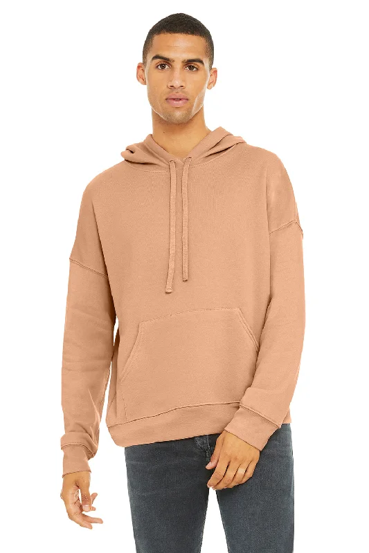 Men's adventure-ready hoodie-Bella + Canvas Mens Sponge Fleece Hooded Sweatshirt Hoodie w/ Pouch Pocket - Peach