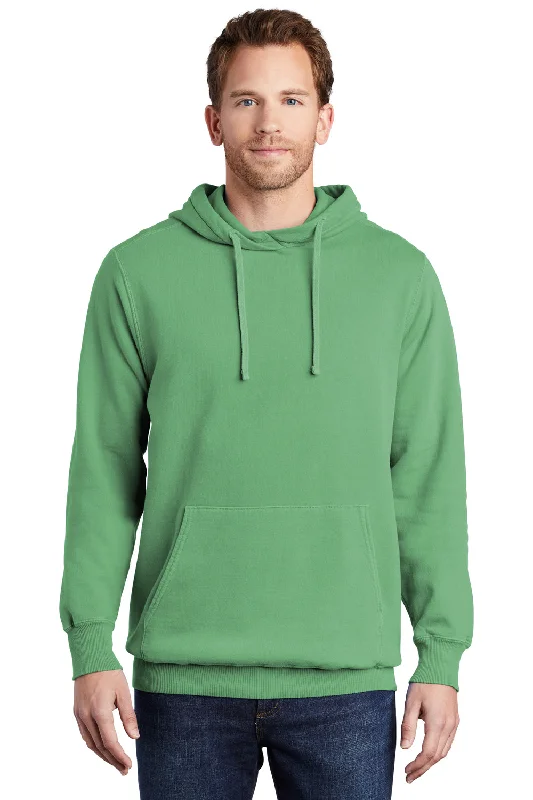 Men's cooling hoodie-Port & Company Mens Beach Wash Fleece Hooded Sweatshirt Hoodie w/ Pouch Pocket - Safari Green