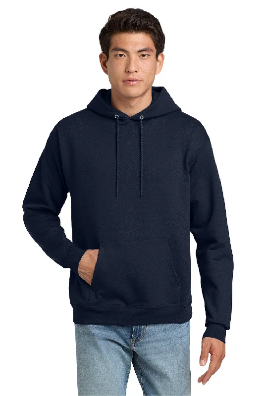 Men's weatherproof hoodie-Hanes Mens EcoSmart Print Pro XP Pill Resistant Hooded Sweatshirt Hoodie w/ Pouch Pocket - Navy Blue