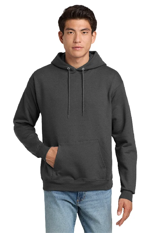 Men's ultra-comfortable hoodie-Hanes Mens EcoSmart Print Pro XP Pill Resistant Hooded Sweatshirt Hoodie w/ Pouch Pocket - Smoke Grey