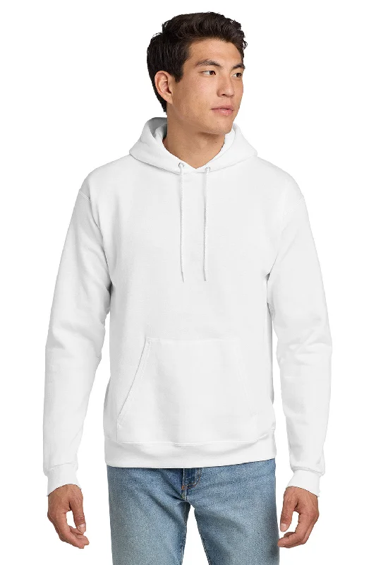 Men's tech-inspired hoodie-Hanes Mens EcoSmart Print Pro XP Pill Resistant Hooded Sweatshirt Hoodie w/ Pouch Pocket - White