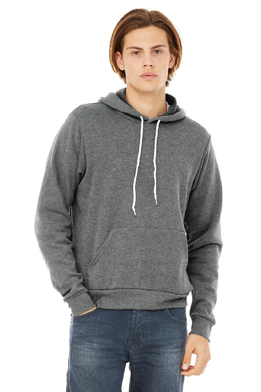 Men's fashionable hoodie-Bella + Canvas Mens Sponge Fleece Hooded Sweatshirt Hoodie w/ Pouch Pocket - Heather Deep Grey