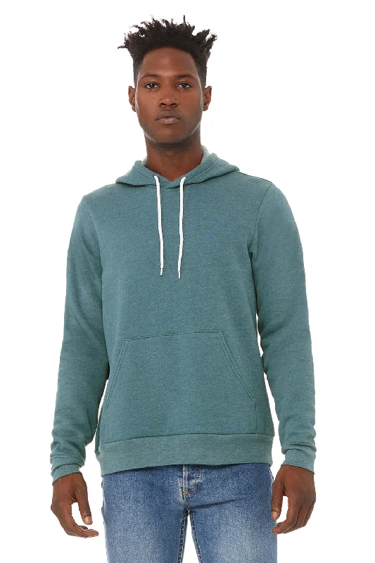 Men's breathable hoodie-Bella + Canvas Mens Sponge Fleece Hooded Sweatshirt Hoodie w/ Pouch Pocket - Heather Deep Teal Blue