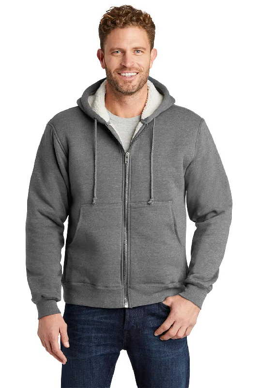 Men's fashion-forward hoodie-CornerStone Mens Water Resistant Fleece Full Zip Hooded Sweatshirt Hoodie w/ Pockets - Grey