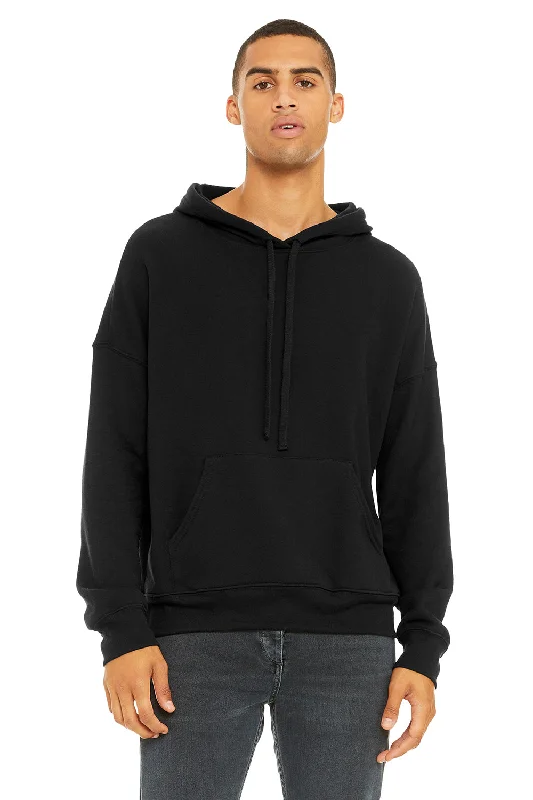 Men's antibacterial hoodie-Bella + Canvas Mens Sponge Fleece Hooded Sweatshirt Hoodie w/ Pouch Pocket - Black