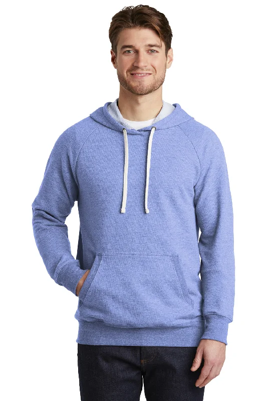 Men's comfortable hoodie-District Mens Perfect French Terry Hooded Sweatshirt Hoodie w/ Pouch Pocket - Maritime Blue Frost - Closeout