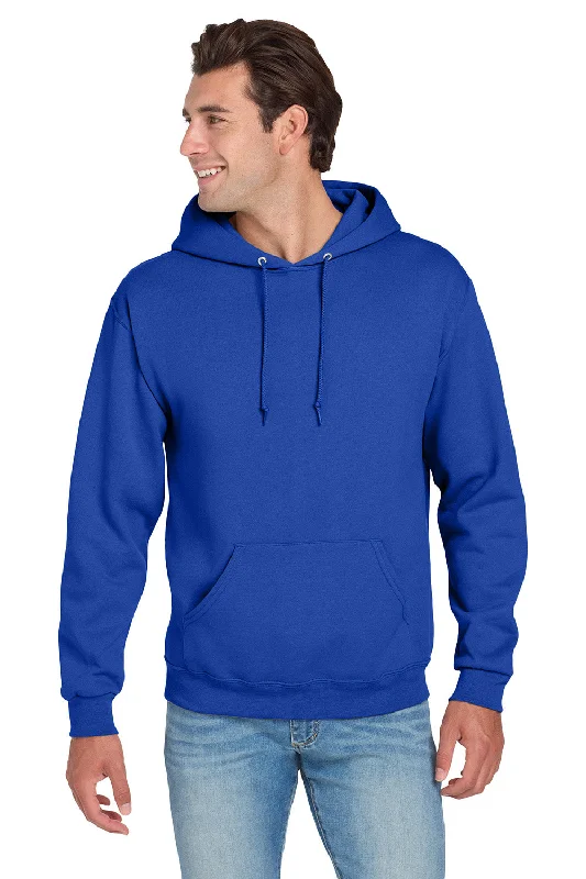 Men's naturally breathable hoodie-Jerzees Mens NuBlend Pill Resistant Fleece Hooded Sweatshirt Hoodie w/ Pouch Pocket - Royal Blue