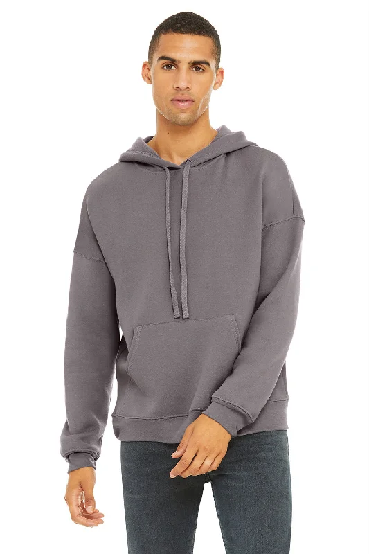 Men's weatherproof hoodie-Bella + Canvas Mens Sponge Fleece Hooded Sweatshirt Hoodie w/ Pouch Pocket - Storm Grey