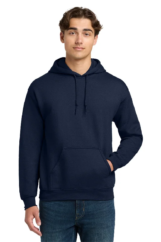 Men's versatile hoodie-Gildan Mens DryBlend Moisture Wicking Hooded Sweatshirt Hoodie w/ Pouch Pocket - Navy Blue