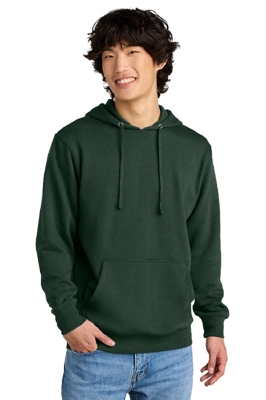 Men's durable hoodie-District Mens Very Important Fleece Hooded Sweatshirt Hoodie w/ Pouch Pocket - Forest Green