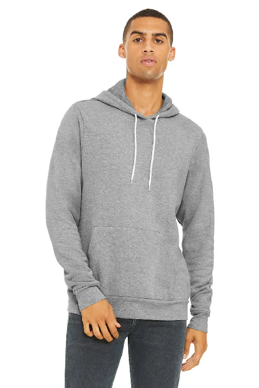 Men's functional hoodie-Bella + Canvas Mens Sponge Fleece Hooded Sweatshirt Hoodie w/ Pouch Pocket - Heather Grey