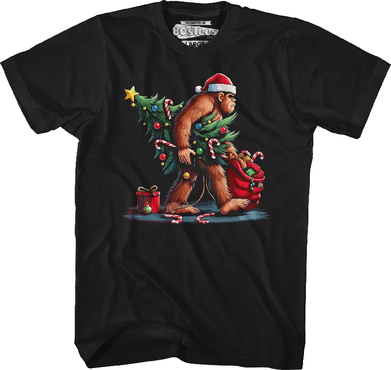 Men's thermoregulating t-shirt-Festive Bigfoot Christmas T-Shirt