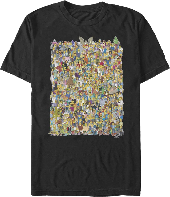 Men's lightweight travel t-shirt-Characters Collage Simpsons T-Shirt