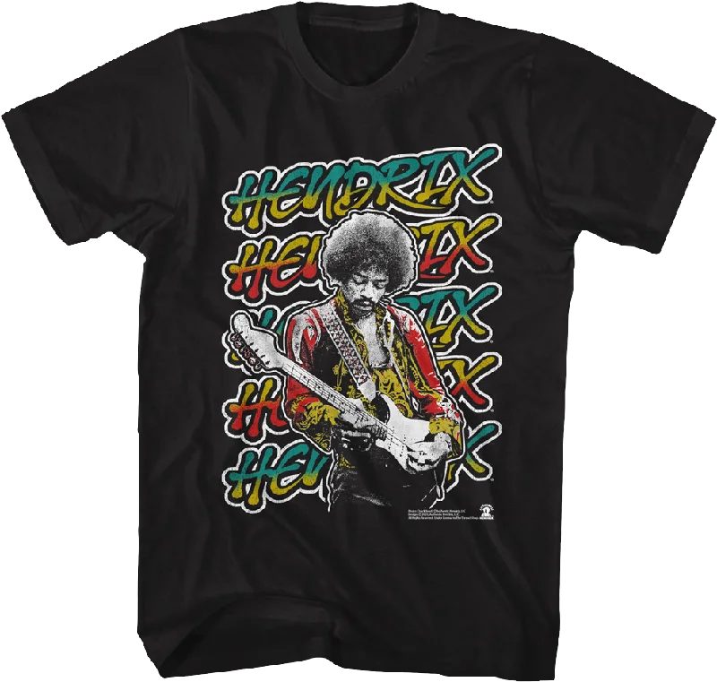 Men's fashion-forward t-shirt-Repeating Name Jimi Hendrix T-Shirt