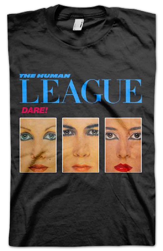 Men's longline t-shirt-Dare Panels Human League T-Shirt