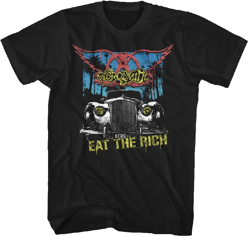 Men's graphic print t-shirt-Eat The Rich Aerosmith T-Shirt