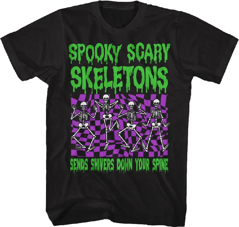 Men's vintage wash t-shirt-Sends Shivers Down Your Spine Spooky Scary Skeletons T-Shirt