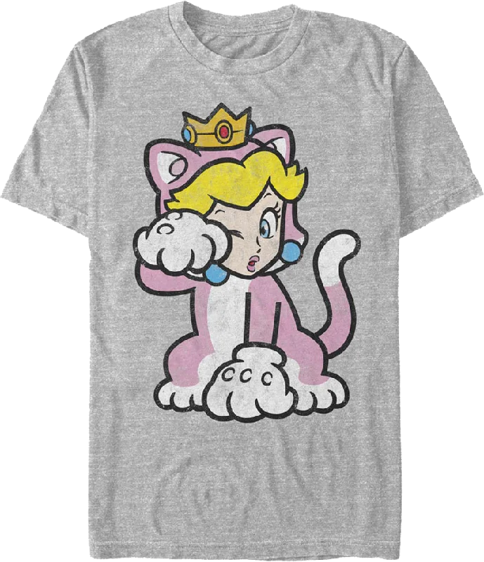 Men's fitted muscle t-shirt-Cat Peach Super Mario Bros. T-Shirt