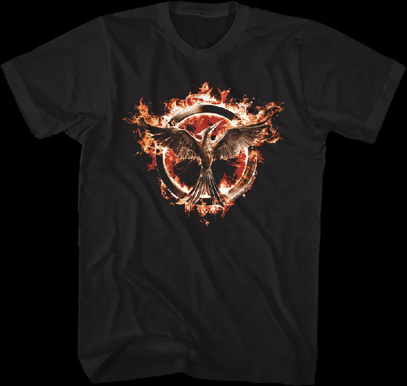 Men's moisture-control t-shirt-Flaming Mockingjay Hunger Games T-Shirt