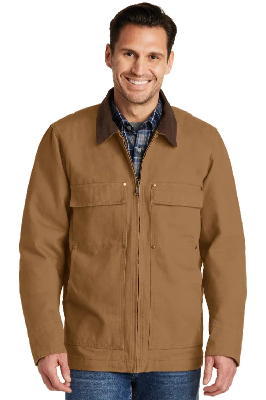 Men's wrinkle-free anorak-CornerStone Mens Duck Cloth Full Zip Jacket - Duck Brown - Closeout