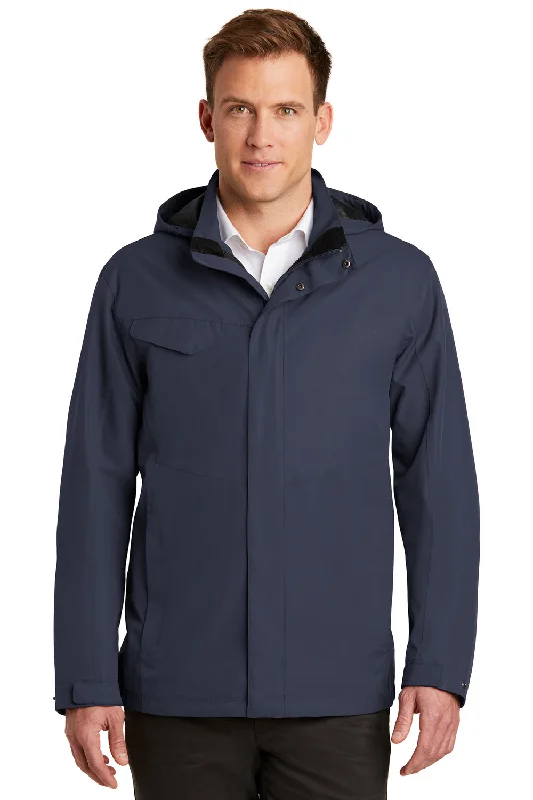 Men's performance rain jacket-Port Authority Mens Collective Waterproof Full Zip Hooded Jacket - River Navy Blue