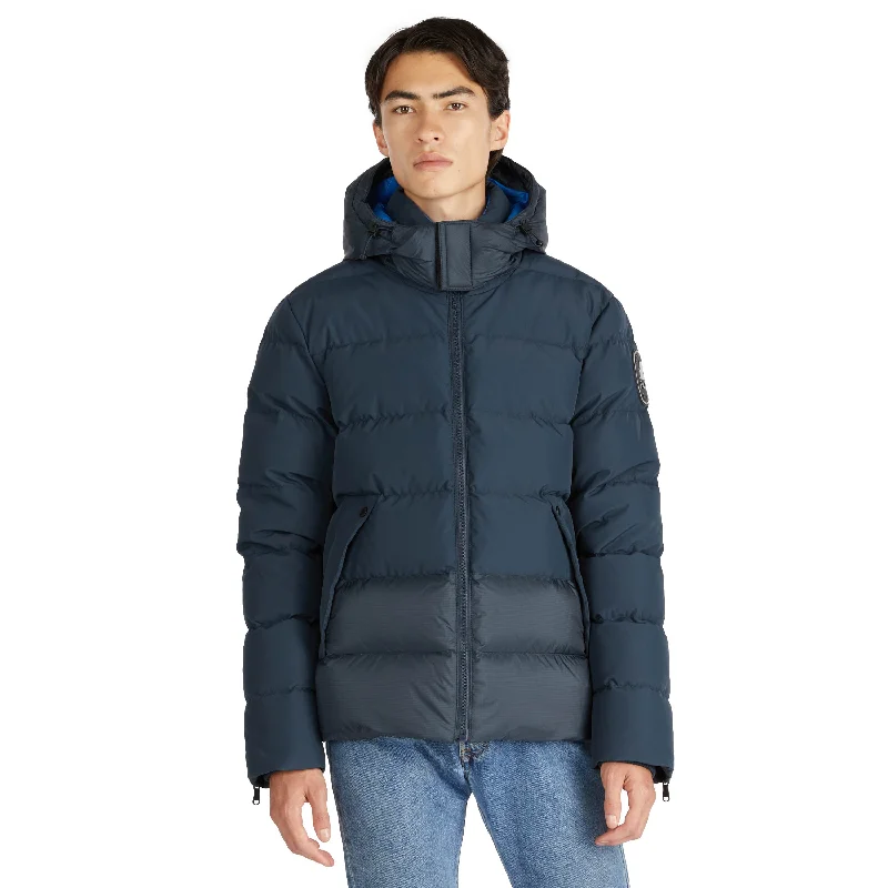 Men's sporty raincoat-Pajar Men's Valby Mixed Media Puffer with Contrast Inner Collar and Hood