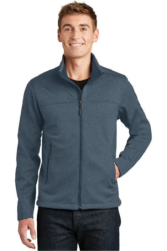 Men's organic cotton jacket-The North Face Mens Ridgeline Wind & Water Resistant Full Zip Jacket - Heather Urban Navy Blue - Closeout