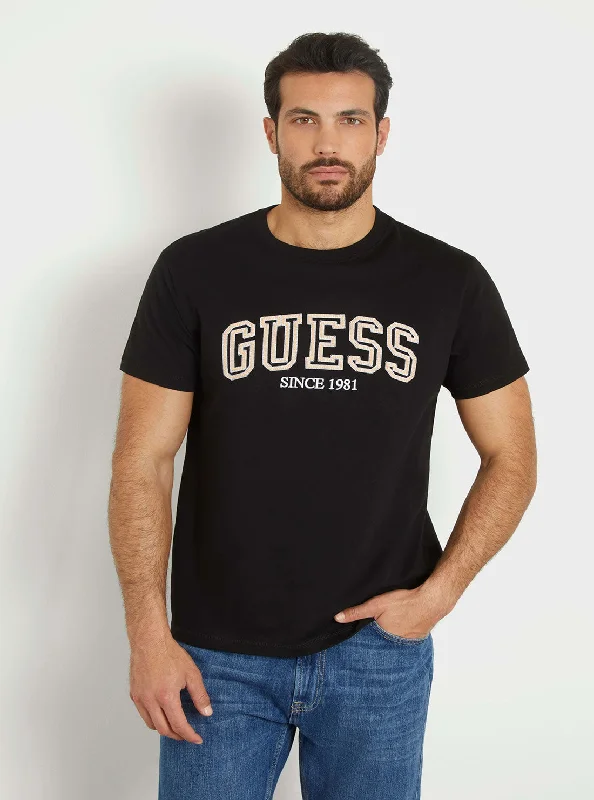 Men's graphic print t-shirt-Eco Black College Logo T-Shirt