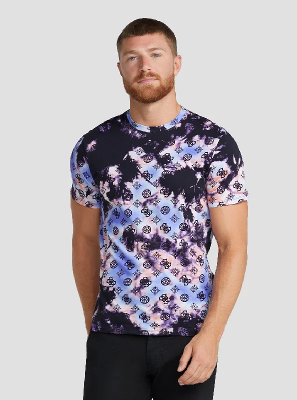 Men's unique design t-shirt-Eco Black Multi Tie Dye Peony Logo T-Shirt