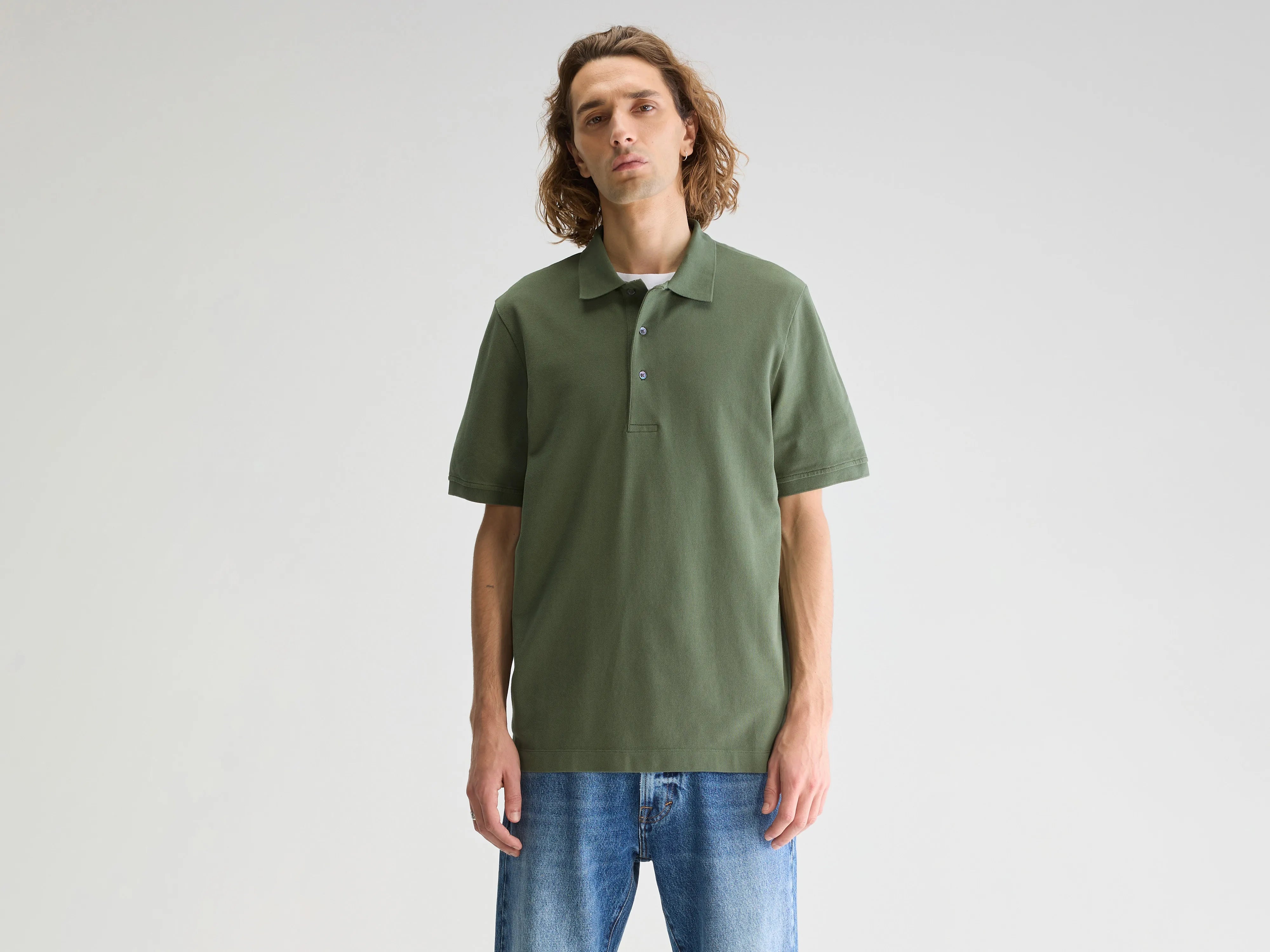 Men's versatile gym polo shirt-Vilon relaxed polo (251 / M / THYME)