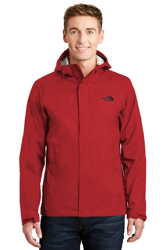 Men's gym-ready trench coat-The North Face Mens DryVent Windproof & Waterproof Full Zip Hooded Jacket - Rage Red - Closeout