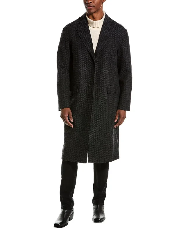 Men's wrinkle-resistant fleece jacket-Valentino mens  Wool Coat, 48, Grey