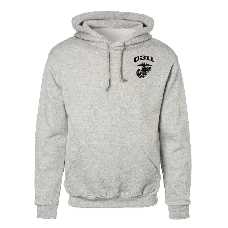 Men's comfortable hoodie-Marine Corps MOS Embroidered Hoodie - Gray with Black