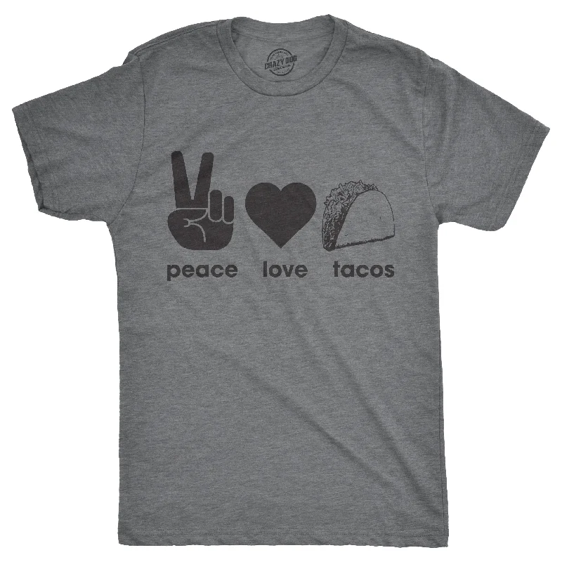 Men's fitted muscle t-shirt-Peace Love Tacos Men's T Shirt