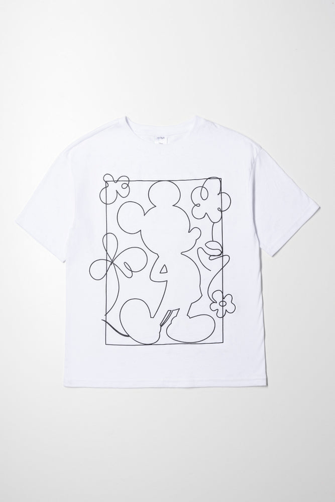 Men's silky-soft t-shirt-Mickey Mouse Oversized T-Shirt White