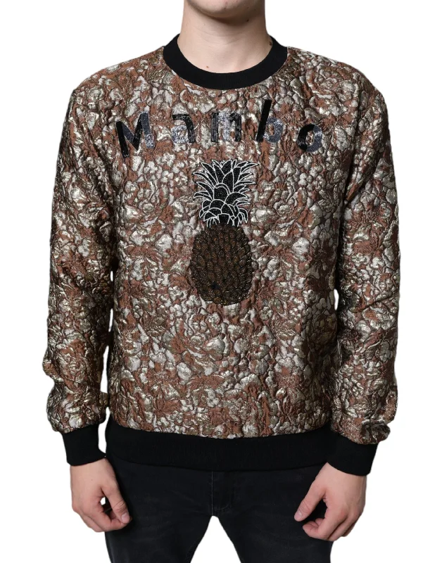 Men's adventure knitwear-Dolce & Gabbana Jacquard Mambo Pineapple Pullover Men's Sweater (Pre-Owned)