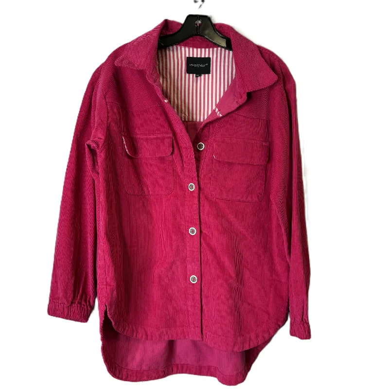 Men's organic cotton jacket-Jacket Shirt By Velvet Heart In Pink, Size: S