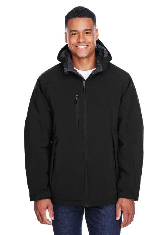 Men's antibacterial bomber jacket-North End Mens Glacier Water Resistant Full Zip Hooded Jacket - Black