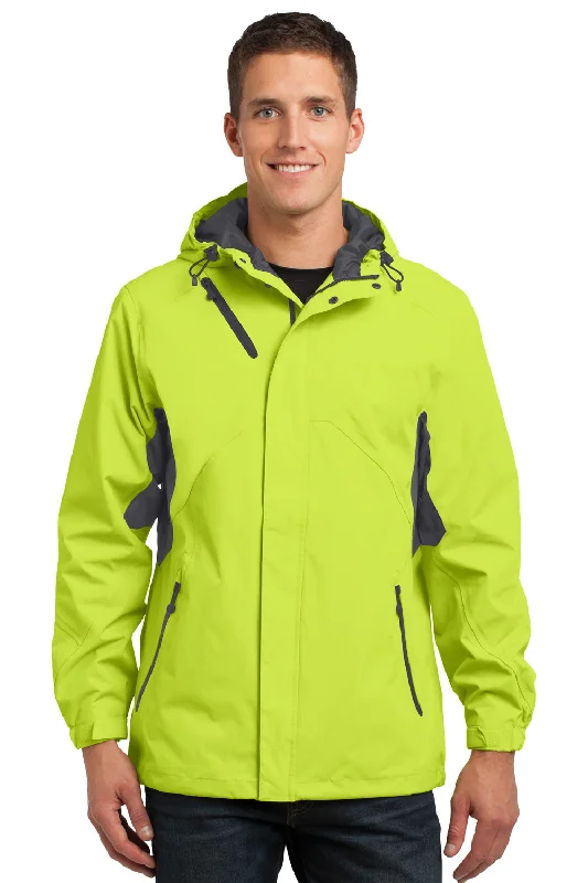 Men's ultra-comfortable softshell-Port Authority Mens Cascade Waterproof Full Zip Hooded Jacket - Charge Green/Magnet Grey - Closeout