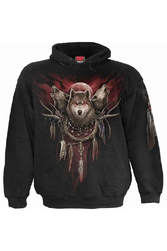 Men's comfortable hoodie-Cry of The Wolf - Hoody Black