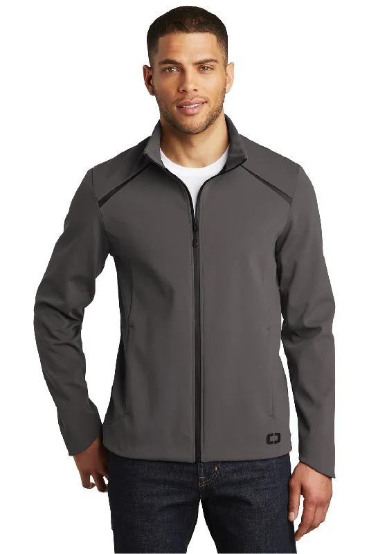 Men's organic trench coat-Ogio Mens Exaction Wind & Water Resistant Full Zip Jacket - Tarmac Grey - Closeout