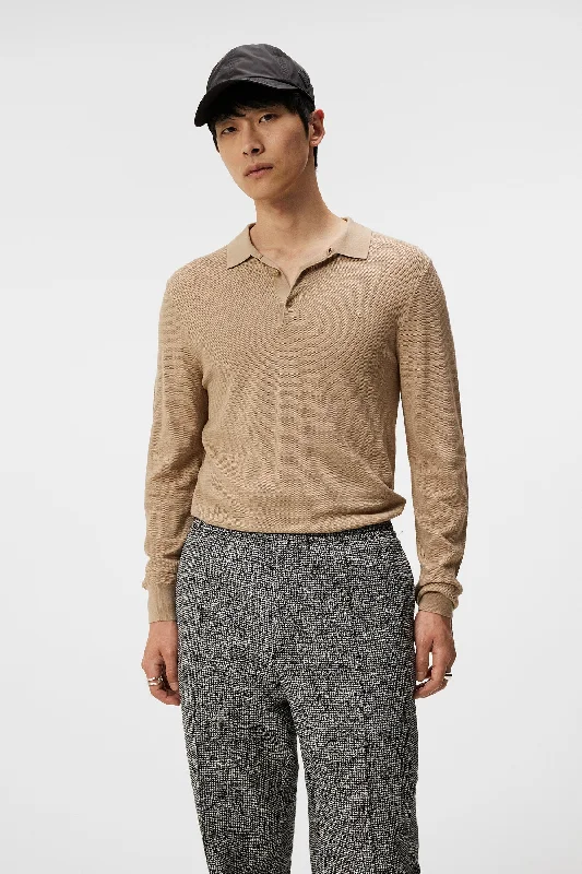 Men's utility knitwear-Rowan Structure Long Sleeve Polo