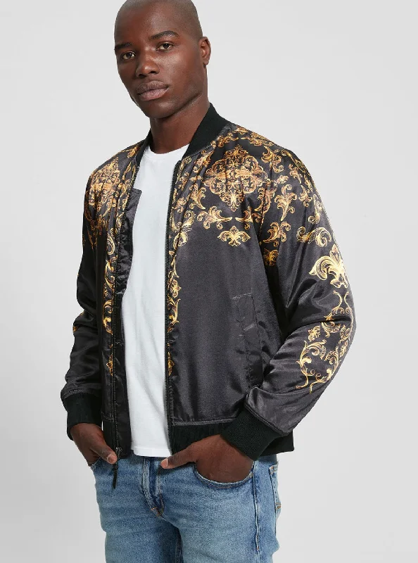 Men's fashion-forward softshell jacket-Black Irvine Royal Bomber Jacket